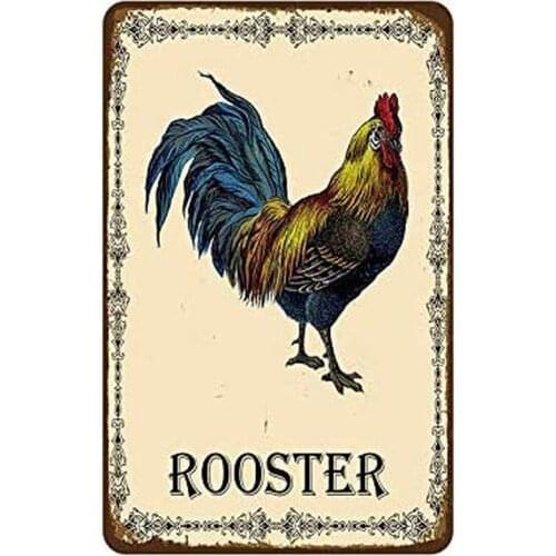 Metal Sign Rooster Vintage Metal Tin Sign Man Cave for Men Women,Wall Decor for Bars,wc,Restaurants,cafes Pubs,12x8 Inch