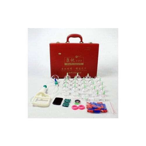 Hot Sale KangZhu Deluxe Vacuum suction Cupping Set 24 Cups with Leather Case body cupping massage therapy device+Scrapping plate