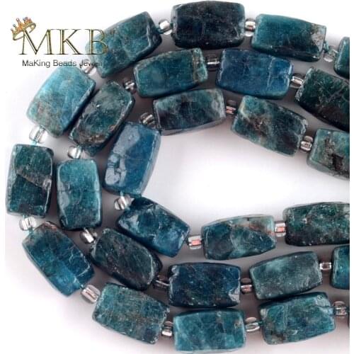 Natural Apatite Stone Faceted Stone Cuboid Shape Beads Spacer Loose Beads For Jewelry Making DIY Handmade Bracelets Jewellery15"