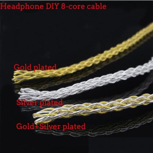 Earphones 7N Gold Silver Mixed Plated Upgrade Cable Headphone Wire DIY 8 Core Cable for DIY Amplifier CD Player Home Theater