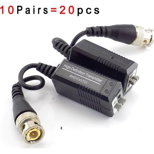 10pair UTP Video Balun Twisted CCTV Balun Passive Transceivers for HD CVI/TVI/AHD Camera Male BNC to UTP CCTV Accessories A7