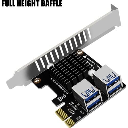 PCI-E 1 to 4 Riser Card Adapter Board PCI-E 1X to 16X Dual Layer USB3.0 Expansion Card for BTC Miner Mining