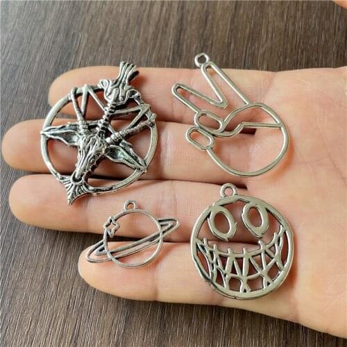 Zinc Alloy Make discovery Universe Bull Head Palm Grim Face Charm Pendant DIY Making Shaped Necklace Bracelet Jewelry Connector