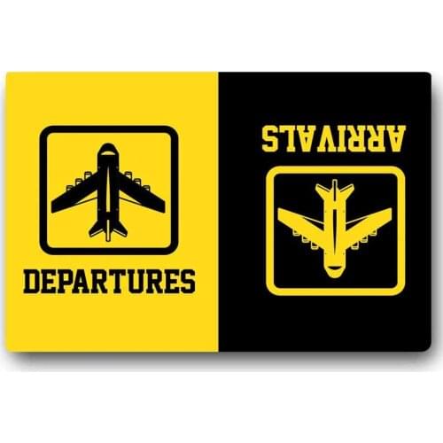 Arrivals and Departures Airport Novelty Funny Doormat Entrance Floor Mat Door Mat Non- Slip Doormat Machine Washable Non-Woven F