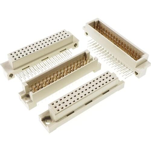 100pcs DIN 41612 Connector 3 Rows 48 Positions Plug Header Male Pins Right Angle Through Hole 3x16 48 Pin Pitch 2.54mm