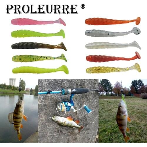 Proleurre 10Pcs/lot 50mm 0.7g Soft Worms Fishing Lures Pesca Wobblers Swimbait Jig Head Soft Lure 10 colors Fly Fishing Bait