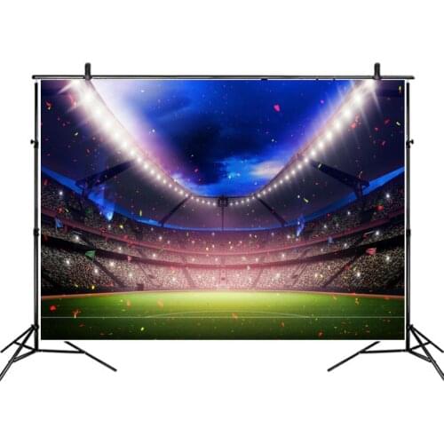 Blue and Purple Lights Football Field Backdrop Photography Background Baby Shower Celebration Photo Booth Studio Decor