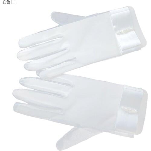 Wedding Gloves Tulle White Bride Bridal Gloves Sexy Transparentes Party Dress Glove with Pearls