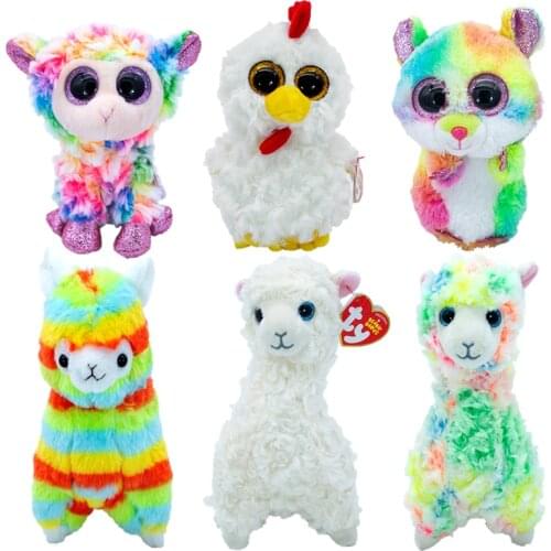 Ty Beanie 6" 15 cm Big Eyes Alpaca Sheep Hamster Cute Healing Plush Collectible Toy Soft Stuffed Animal Doll Boys Girls Gifts