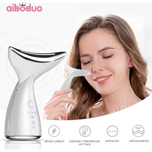 EMS Care Neck Face Lifting Device Remove Double Chin Beauty Machine 3 Colors LED Photon Therapy Heating For Neck Facial Massager