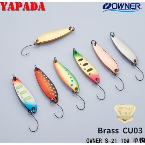 YAPADA Brass spoon CU03 2.3g/2.8g/3.7g 31*9mm OWNER Single Hook Multicolor Metal Spoon stream Fishing Lures Trout