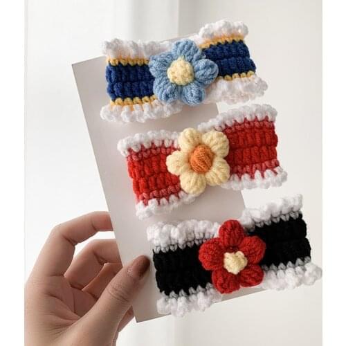 Knitted Style Flower Hair Pins Girls Cute Hair Clips Baby Clips Hair Accessories Kids Lovely Hairgrips Barrettes Headdress