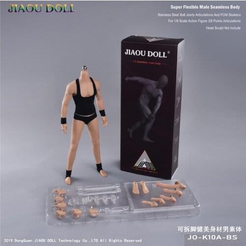 JO-K10A-PS 1/6 Muscular Male Figure Dolls 12'' Suntan Seamless Body Female Body JIAOU Lan