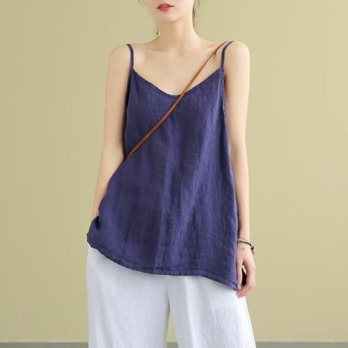 Pure cotton suspender vest womens 2021 summer new literature T-shirt Womens Top 2021-3-21