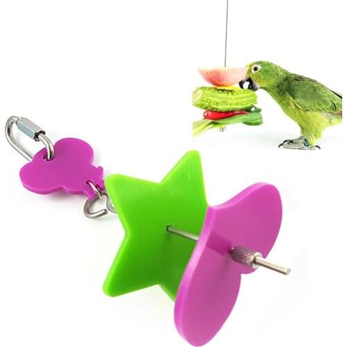1PCS Bird Food Holder Creative Bird Vegetable Skewer Parrot Feeder Stick with Divider for Parrot