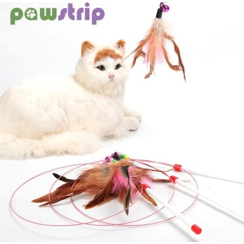1pc Funny Cat Stick Interactive Training Cat Toys Fishing Rod Funny Cat Toy Colorful Feather Kitten Toys With Bell Pet Supplies