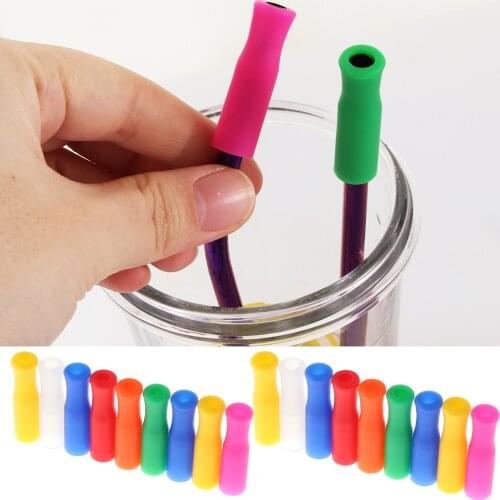 10Pcs 6mm/8mm Caps Anti Burn Teeth Protector Bar Reusable Silicone Straw Sleeve Food Grade Silicone Tip Home Accessories