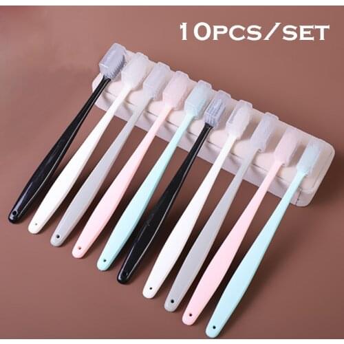10 Pcs/set Colorful Toothbrush Eco Friendly Soft Bristle Teeth Whitening Tools Dental Deep Cleaning Adult Oral Care Toothbrush