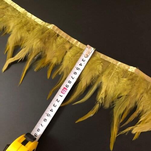 10 Yard 8-13CM Natural Olive Green Chicken Rooster Tail Feather Trims Wedding Dress Party Clothing Decoration DIY Craft Feathers