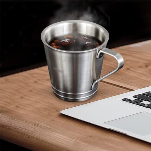 304 Stainless Steel Double Wall Household Fruit Juice Milk Coffee Cup Heat Insulation Mug 240ml