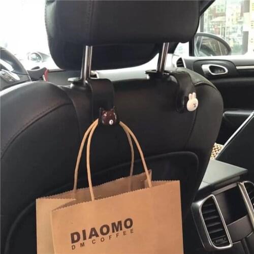4PCS Car Creative Supplies Garbage Bag Car Hook Car Cute Seat Hook Cartoon Pocket Hook Bag Hook Bag Wallet Cloth Grocery Storage