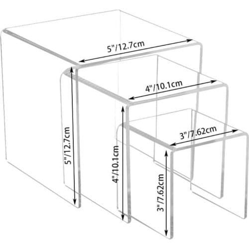 Acrylic Display Risers 3 Size Steps Acrylic Display Stand Anti-Corrosion Clear Showcase Display Shelf for Figure Buffet