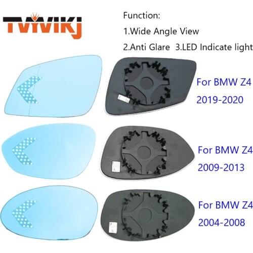 TVYVIKJ 1pair side rearview mirror blue glass lens with LED Indicate light For BMW Z4 2004-2020 wide angle view anti glare door