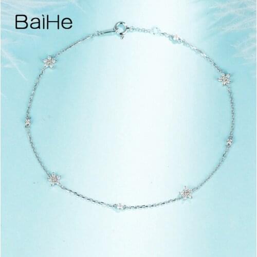 BAIHE Solid 18K White Gold 0.35ct H/SI Natural Diamonds Engagement Women Trendy Fine Jewelry Beautiful diamond Gift Bracelet