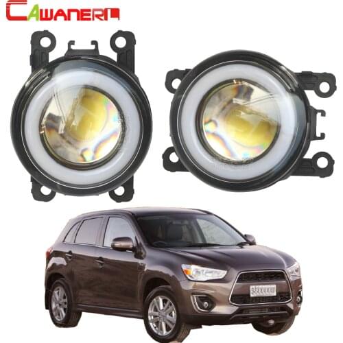 Cawanerl For Mitsubishi ASX 2013 2014 Car Accessories 30W LED Bulb Fog Light COB Angel Eye DRL Daytime Running Light H11 12V