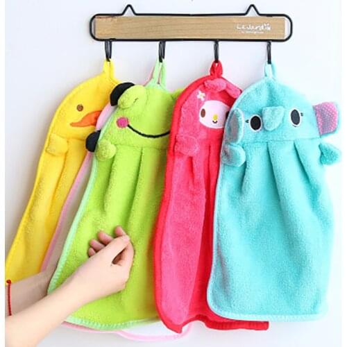 Cute Cartoon Shape Coral velvet Towel household Bathroom kitchen hanging children Water absorption Towel
