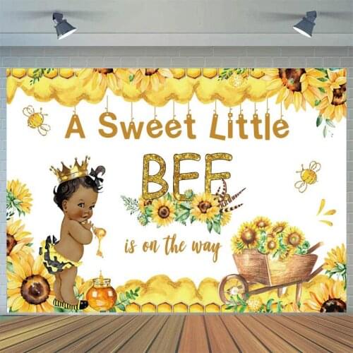 A Sweet Little Bee Sunflowers Newborn Backdrops Photography Girl Princess Pumpkin Cake Table Decor Photo Background