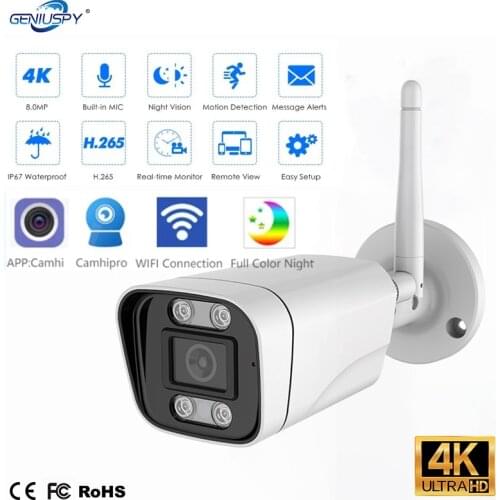 IMX415 4K WIFI IP Camera 8MP Outdoor Array Infrared Night Vision Bullet Camera CCTV Video Surveillance 2 Way Audio H.265 Onvif