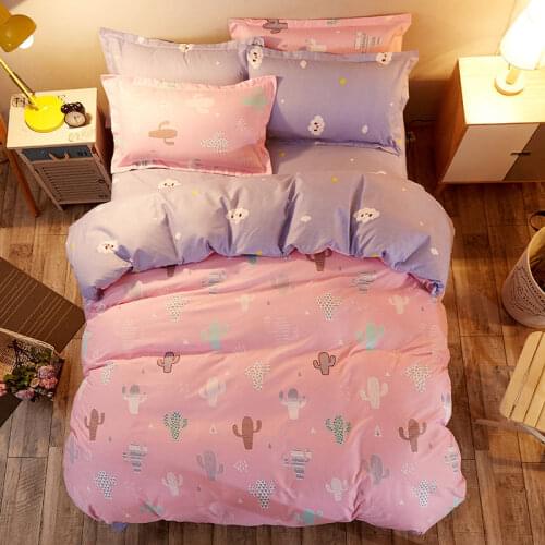 Cactus Cloud Pink Printed 4pcs For Kid Girl Bed Cover Set Duvet Cover Adult Child Bed Sheet Pillowcase Comforter Bedding Set
