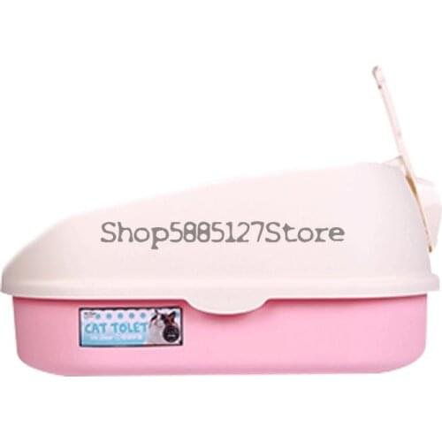 Cat Litter Pan Semi Closed Large Cat Toilet Small Kitten Supplies Splash Proof Cat Bedpan Poop Sand Pan Supplies