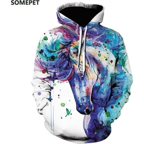 Beautiful Harajuku Hoodies 3D Printed Horse Oversize Mens Womens Sweatshirt Pullover Long Sleeve Hooded Sweatshirts Sudaderas