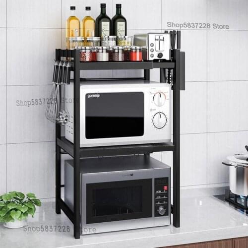 Kitchen microwave oven rack telescopic oven shelf countertop multi-layer desktop rice cooker cabinet supplies storage rack