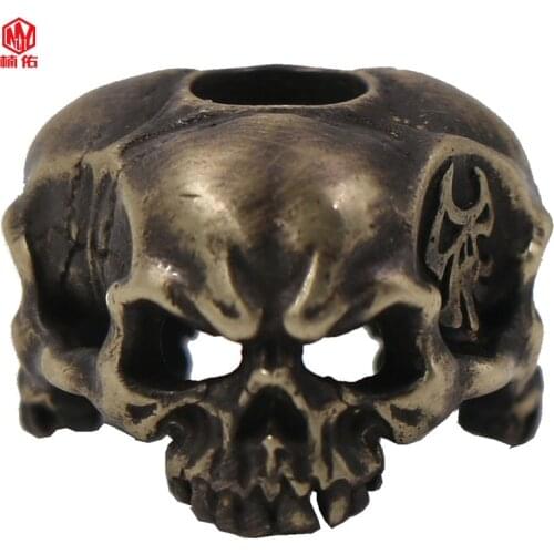 1pc Brass Three-sided Skull Knife Beads EDC Tool Paracord Bead Bracelet Flashlight Pendant Accessories
