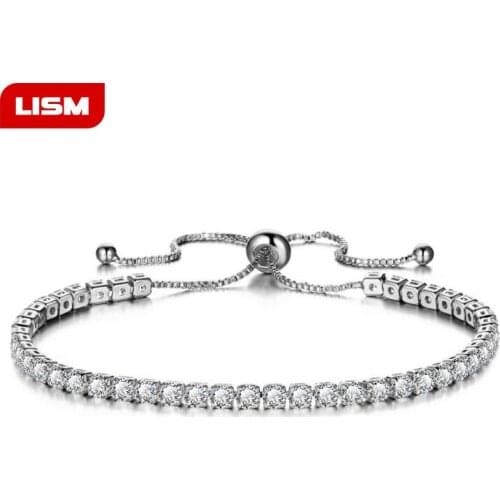 Fashion Woman Charm Bracelet Luxury Sparkling Crystal Push-Pull Ladies Gold Full Single Row Jewelry Bracelets