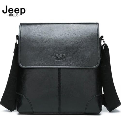 JEEP BULUO Famous brand Fashion Mens Handbag Shoulder Bag Vintage PU Leather Retro Messenger Bag Stylish Casual Male Crossbody