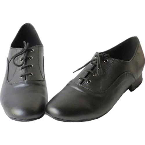 Mens Latin Dance Shoes Black Timeless Comfortable Ballroom Dance Shoes Quality Salsa Shoes Square Heel JYG446