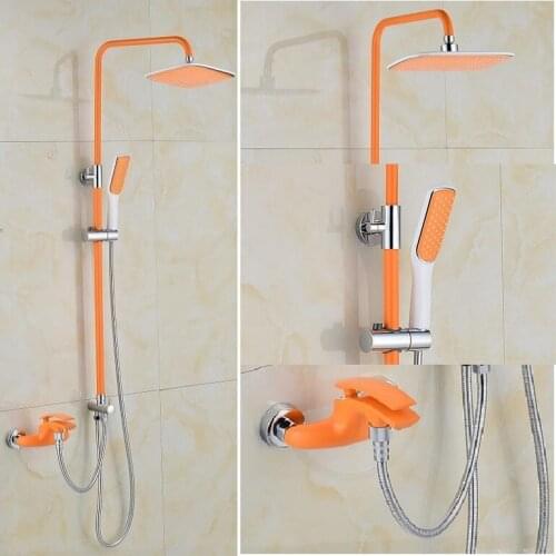 New high quality brass material chrome and Orange bathroom shower faucet set rainfall shower faucet set bath and shower faucet