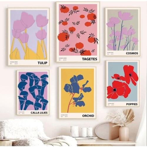 Calla Lilie Tulip Magnolia Daisy Abstract Wall Art Canvas Painting Nordic Posters And Prints Wall Pictures For Living Room Decor