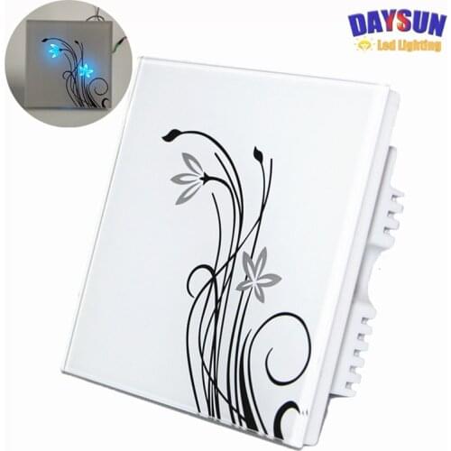 Russian Hot Wall Switch Touch Light Switch Luxury Crystal Glass Panel Touch Switch Home Hotel 2Gang 2Way 86*86mm AC110V-260V