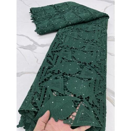 Latest Teal African Cord Lace Water Soluble Fabric 2021 High Quality Embroidery Nigerian Milk Silk Laces Fabrics 5 Yards/Pcs
