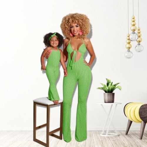 2021 Summer New Striped Parent-Child Suit Mom Daughter Clothing One-Piece Suit European And American Fashion Womens Clothing