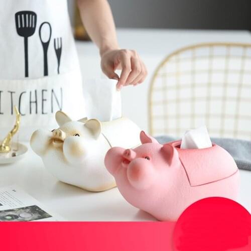 Very cute chubby pig model tissue box Fun cartoon pig home decor tissue box