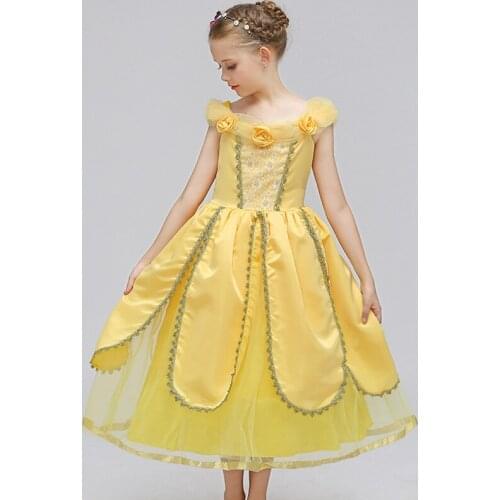 ABGMEDR Brand Princess Belle Dress Girls Dresses 2018 Spring Girls Cosplay Clothing Children Party Dress Kids Cartoon Clothes
