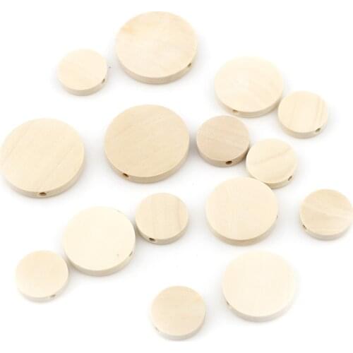 15mm 20mm 25mm Wood Spacer Beads Flat Round Pale Yellow Loose Beads For Women DIY Bracelets Necklace Jewelry Gifs,50-100PCs
