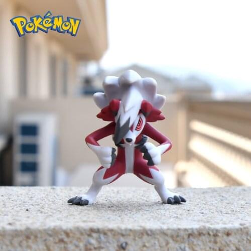 Pokemon Sun Moon Pocket Monster Collection Lycanroc Night Form Model Anime Figures Favorites Collect Ornaments