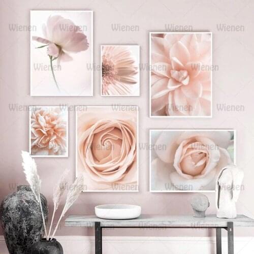 Canvas poster Pink Peony Rose Flower Wall Art Canvas Painting Wall Pictures Nordic Posters And Prints For Living Room Wall Decor